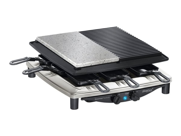 Steba RC 4 plus deluxe - Raclette/grill/het sten - 1.5 kW - rostfritt stål/svart