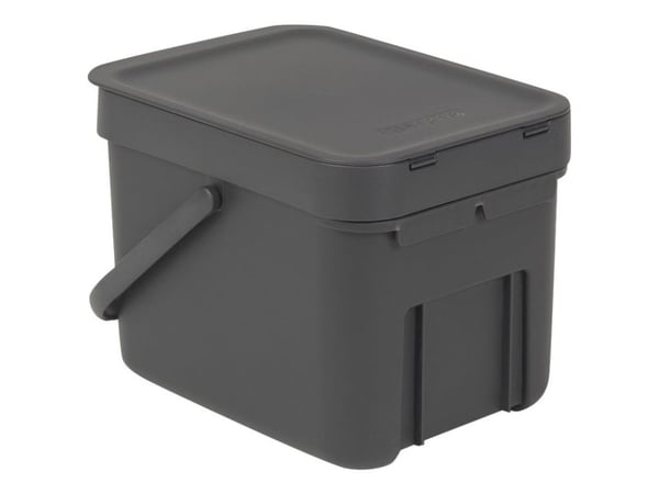 Brabantia Sort & Go - Søppelbøtte - flipp-lokk - 6 L - håndtak - grå