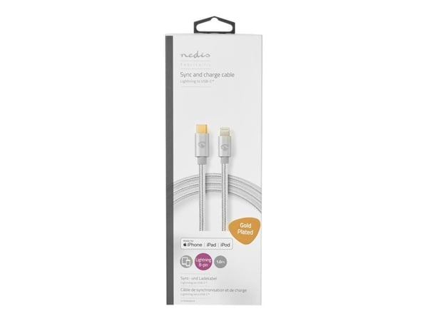 Nedis - Lightning-kabel - Lightning hann til USB-C hann - 1 m - aluminium