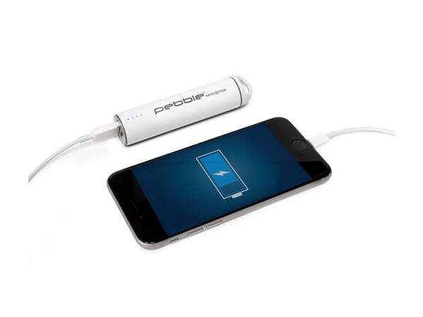 Veho Pebble Ministick - Strømbank - 2200 mAh - 1 A (USB) - på kabel: Micro-USB - hvit