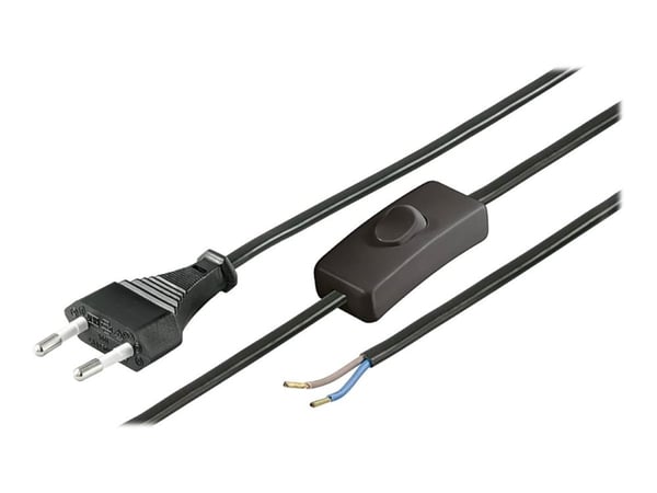 Wentronic Goobay Euro-kaapeli kytkimellä varustettuun kokoonpanoon, 1,5 m, musta, musta - Euro-pistoke (tyyppi C, CEE 7/16) > irtonaiset kaapeli...