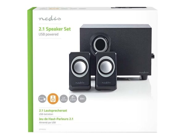 Nedis - Høyttalersystem - for PC - 2,1 kanaler - 16 watt (Total) - svart