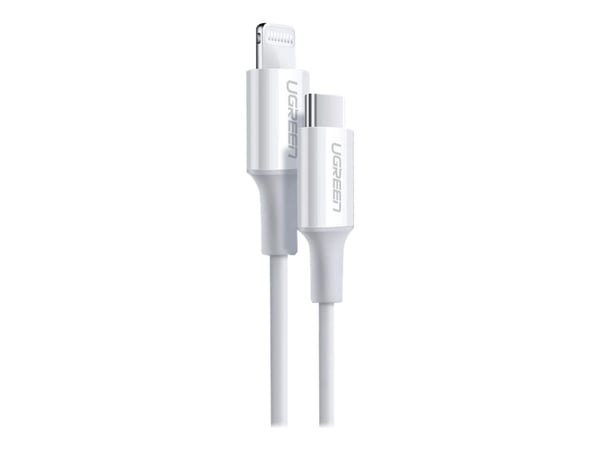 Ugreen - Lightning-kabel - USB-C hann til Lightning hann - 1 m - skjermet - hvit - USB Power Delivery (18 W)