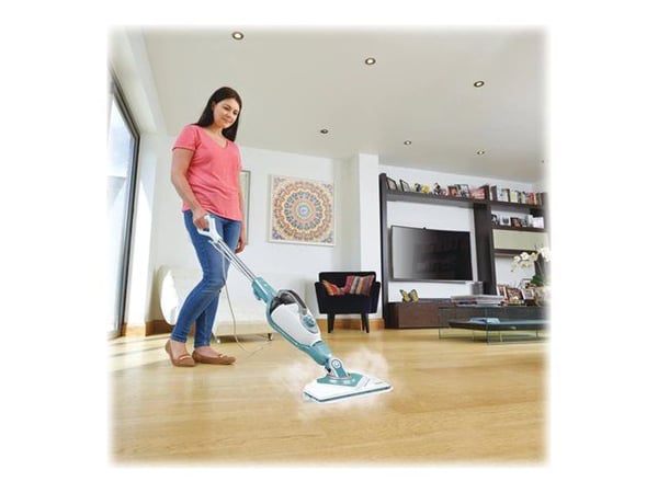 BLACK+DECKER steam-mop BHSM1610DSM - Damprenser - pinne/håndholdt (2-i-1) - hvit/vann