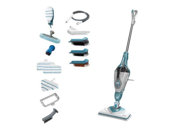 BLACK+DECKER steam-mop BHSM1610DSM - Damprenser - pinne/håndholdt (2-i-1) - hvit/vann