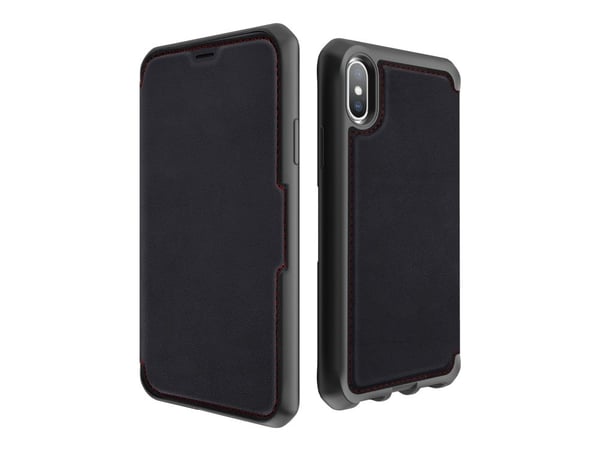 ITSKINS HYBRID // FOLIO - Lommebok for mobiltelefon - helnarvet lær - svart, rød - 6.5" - for Apple iPhone XS Max