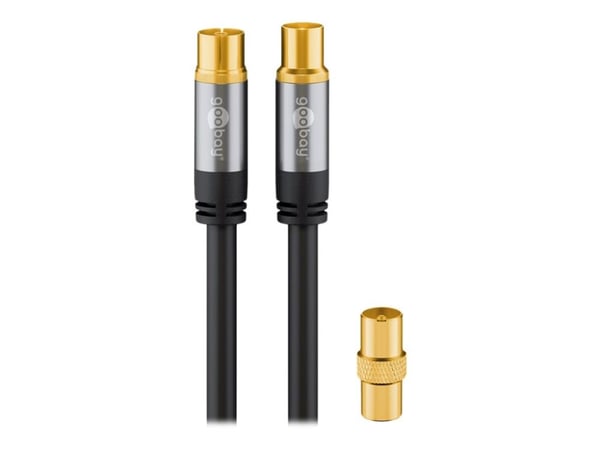 goobay - Antennekabel - IEC-kobling hunn til IEC-kobling hann - 1 m - firenivåsskjerming - 135 dB - svart - solid