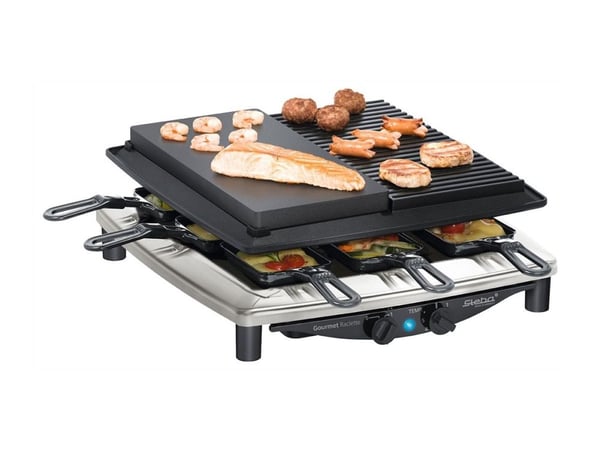 Steba RC 4 plus deluxe - Raclette/grill/hetstein - 1.5 kW - rustfritt stål / svart