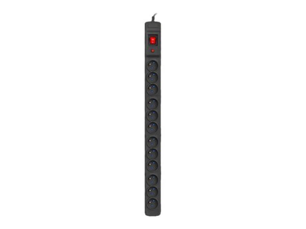 Armac Multi M12 - pistorasia - AC 230 V - 3680 Watt - tulo: Tyyppi E - lähtöliittimet: 12 (12 x tyyppi E) - 1,5 m johto - musta - musta