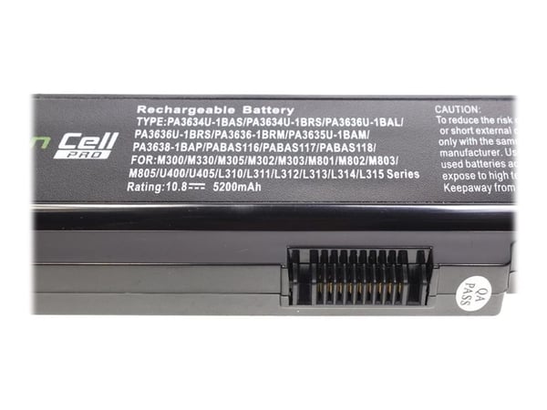 Green Cell PRO - Batteri til bærbar PC (tilsvarer: Toshiba PA3817U-1BRS) - litiumion - 6-cellers - 5200 mAh - svart - for Toshiba Satellite C650, C...