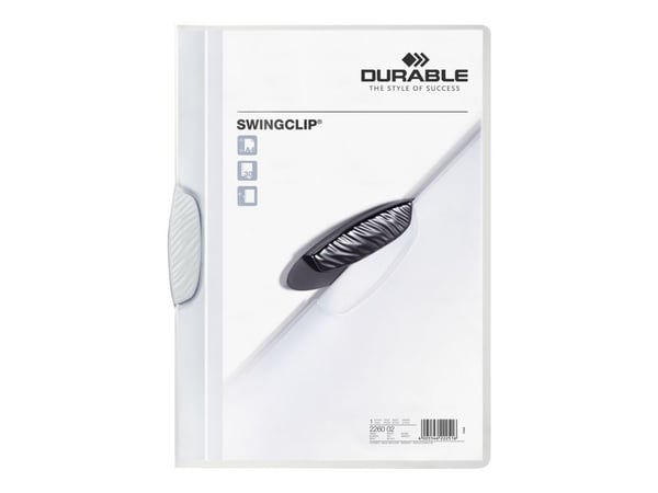 DURABLE SWINGCLIP - Klipsfil - for A4 (210 x 297 mm) - kapasitet: 30 ark - transparent med hvit klips
