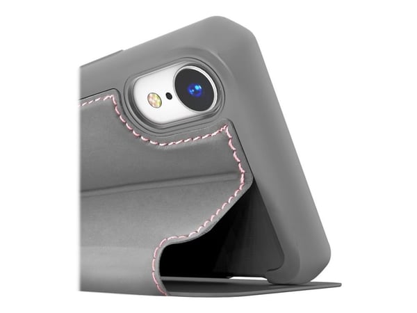 ITSKINS HYBRID // FOLIO - Lommebok for mobiltelefon - helnarvet lær - grå, rosa - 6.1" - for Apple iPhone XR