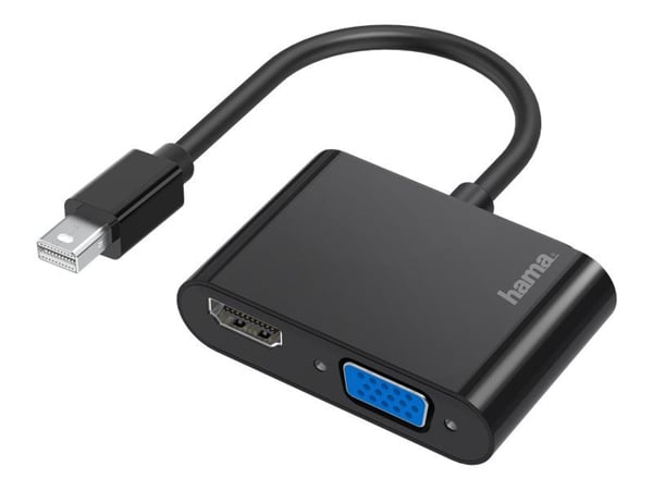 Hama 2in1 - Video/audio-adapter - Mini DisplayPort plugg til HDMI, HD-15 (VGA) hunn - svart - 4K-støtte