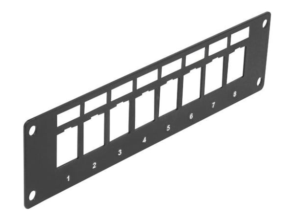 Delock - Svart patchpanel med endestykke - innfelt montering - svart - 8 porter