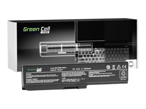 Green Cell PRO - Batteri til bærbar PC (tilsvarer: Toshiba PA3817U-1BRS) - litiumion - 6-cellers - 5200 mAh - svart - for Toshiba Satellite C650, C...
