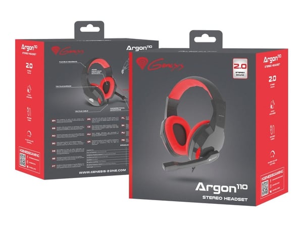 Natec Genesis Argon 110 - Hodesett - on-ear - kablet - 3,5 mm jakk - svart