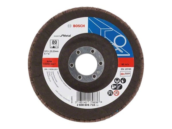 Bosch Expert for Metal X551 - Klaffplate - for aluminium, ikke-jernholdig metall, støpejern, mild steel, carbon steel - 125 mm - X-LOCK - grovkorn: 80