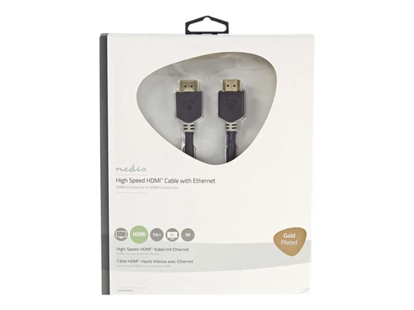 Nedis - HDMI-kaapeli Ethernetillä - HDMI-uros HDMI-uros - 7,5 m - antrasiitti (musta) - pyöreä Nedis - HDMI-kaapeli Ethernetillä - HDMI-uros HDMI-uros - 7,5 m - antrasiitti (musta) - pyöreä