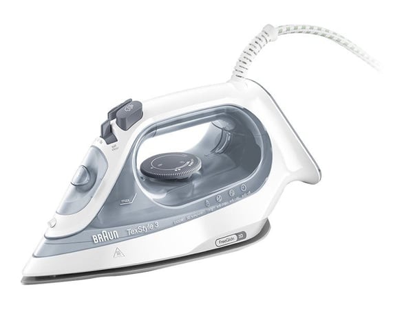 Braun TexStyle 3 SI 3054 GY - Dampstrykejern med automatisk slukking - såleplate: FreeGlide 3D SuperCeramic - 2400 W - grå