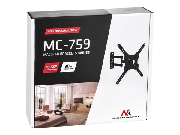 Maclean MC-759 - Brakett - for LCD-skjerm - metall - svart - skjermstørrelse: 13"-55" - veggmonterbar