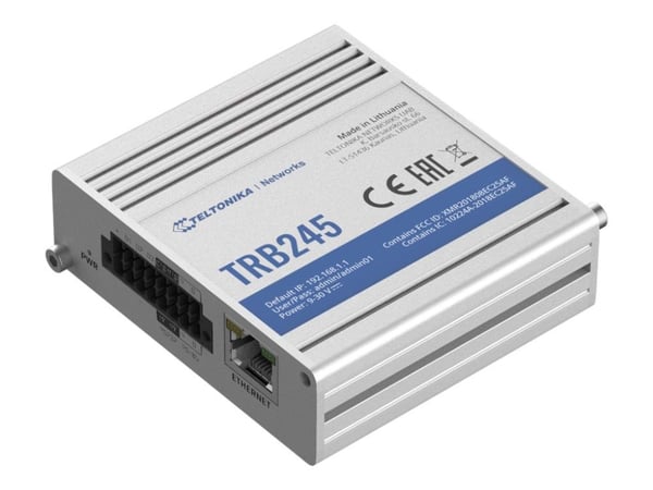 Teltonika TRB245, Harmaa, Teho, SNMP, TCP, UDP, IPv4, IPv6, ICMP, NTP, DNS, HTTP, HTTPS, FTP, SMTP, SSL v3, TLS, ARP, PPP (planned),..., 10,100 Mbi...