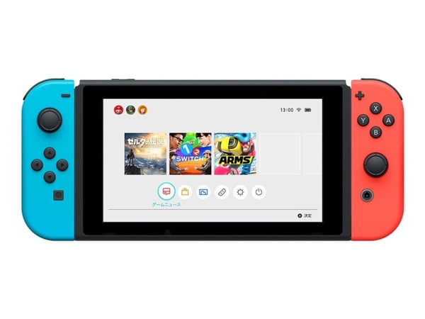 Nintendo Switch ja neonsininen ja neonpunainen Joy-Con - Spilkonsol - Full HD - sort, neonrød, neonblå