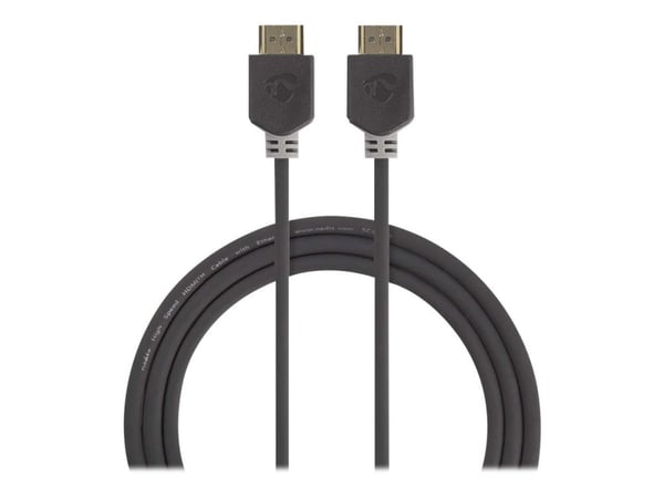 Nedis - HDMI-kaapeli Ethernetillä - HDMI-uros HDMI-uros - 1 m - suojattu - antrasiitti (musta) - pyöreä