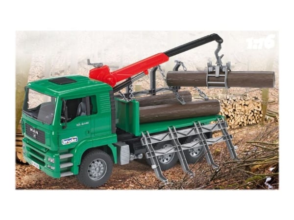 Bruder MAN TGA Timber truck with loading crane and 3 trunks toy