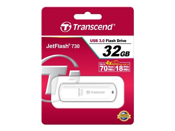 Transcend JetFlash 730 - USB flash-enhet - 32 GB - USB 3.0 - vit