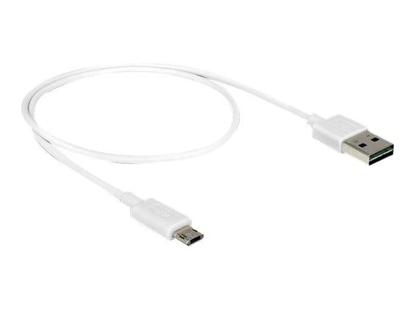 DeLOCK 84806, 0,5 m, USB A, Micro-USB B, USB 2.0, 0,48 Gbit/s, Valkoinen