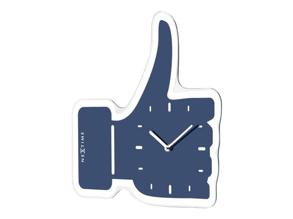 Nextime Thumbs up - Klokke - kvarts - veggmonterbar - 40.5 x 42 cm - blå