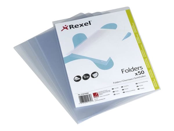 Rexel - L-formet mappe - for A4 (210 x 297 mm) - krystallklar (en pakke 50)
