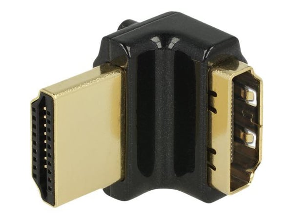 Delock - HDMI-sovitin - HDMI hun til HDMI han - sort - 90° stikforbindelse, 4K-tuki