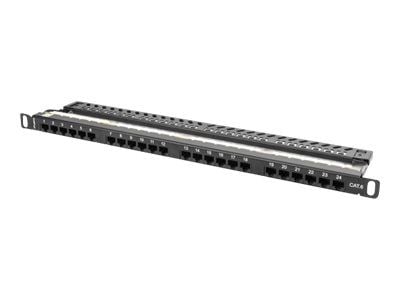 Lanberg PPU6-0024-B - Koblingspanel - CAT 6 - UTP - RJ-45 X 24 - RAL 9004, svart - 0.5U - 19"