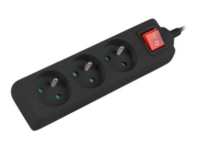 Lanberg PS1-03E-0300-BK, 3 m, 3 AC-pistorasia(a), Sisä- ja ulkotila, Tyyppi E, IP20, 1 mm²