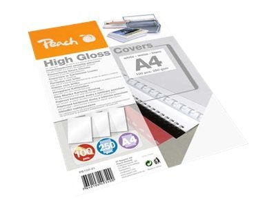 Peach PB100-01 - A4 (210 x 297 mm) - hvit, høyglans - 250 g/m² - 100 ark innbindingsomslag bak