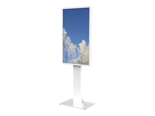 HI-ND Floorstand Glass Universal 49"- 65" - Stativ - for LCD-skjerm - metall - hvit, RAL 9003 - skjermstørrelse: 49"-65" - plassering på gulv