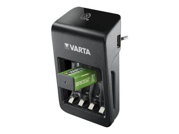 Varta LCD Plug Charger+ 4x 56706 Laturi pyöreille NiMH R03 (AAA), R6 (AA), 9 V lohkoparistoille