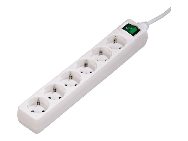 Hama 00121915, 6 AC-pistorasia(a), 230 V, 16 A, 3500 W, Valkoinen, Muovi