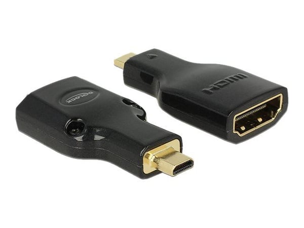 Delock - HDMI-adapter - 19 pin micro HDMI Type D hann til HDMI hunn - svart - 4K-støtte