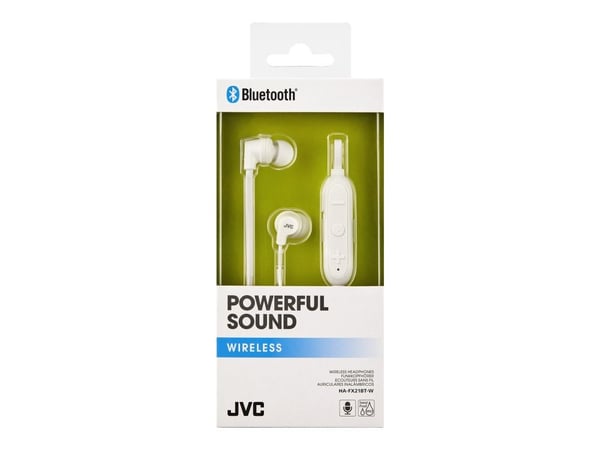 JVC HA-FX21BT - Ørepropper med mikrofon - i øret - Bluetooth - trådløs - hvit