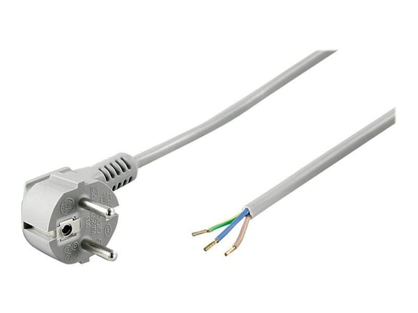 goobay - Strömkabel - power CEE 7/7 (hane) vinklad till blank tråd - 250 V - 2 m - grå