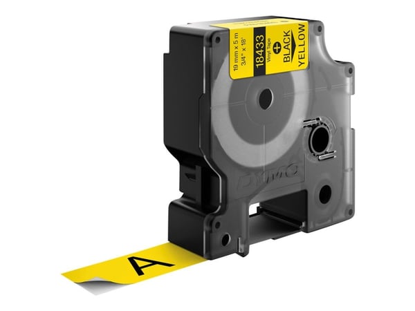 DYMO - Selvklebende - svart på gul - Rull (1,9 cm x 5,5 m) 1 rull(er) vinyl - for Rhino 4200, 6000, 6000 Hard Case Kit; RhinoPRO 5000