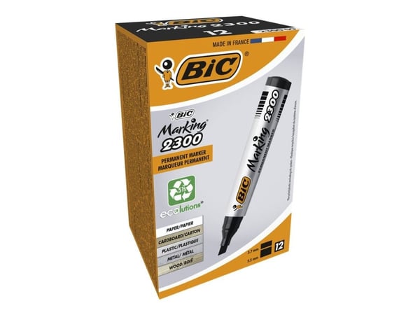 BIC 2300 - Markering - permanent - för glas, plast, kartong - svart - alkoholbaserat bläck - 3.7-5.5 mm