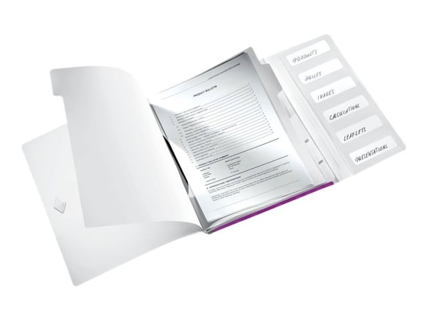 Leitz esijärjestin 6-jako PP WOW, A4, Polypropeeni (PP), Metallinen, Purppura, 200 arkkia, 260 mm, 17 mm