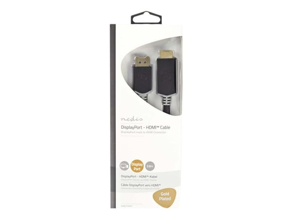 Nedis - Adapterkabel - DisplayPort han til HDMI han - 2 m - antracit (sort) - rund