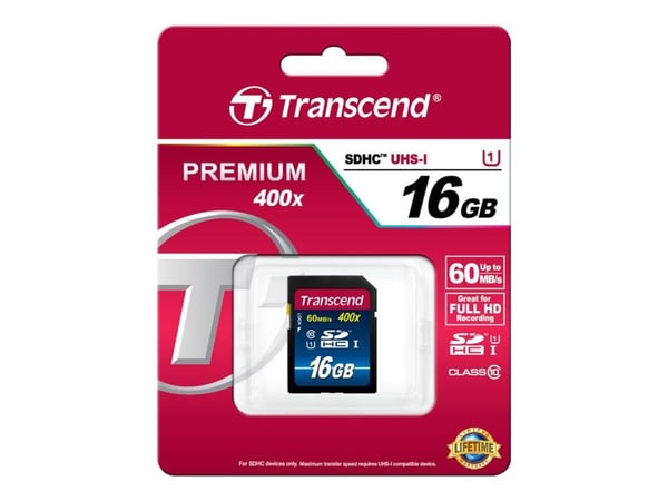Transcend Premium - Flashminnekort - 16 GB - UHS Class 1 / Class10 - 400x - SDHC UHS-I