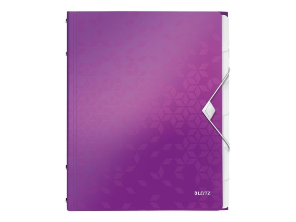 Leitz esijärjestin 6-jako PP WOW, A4, Polypropeeni (PP), Metallinen, Purppura, 200 arkkia, 260 mm, 17 mm