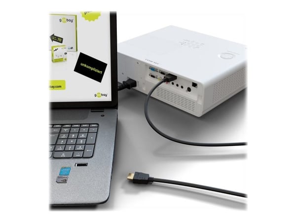 goobay - High Speed - HDMI-kaapeli med Ethernet - HDMI han til HDMI han - 1 m - sort - rund, 8K support
