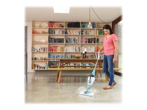 BLACK+DECKER steam-mop BHSM1610DSM - Damprenser - pinne/håndholdt (2-i-1) - hvit/vann